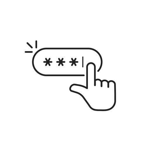 Thin line hand pointer like password button vector image