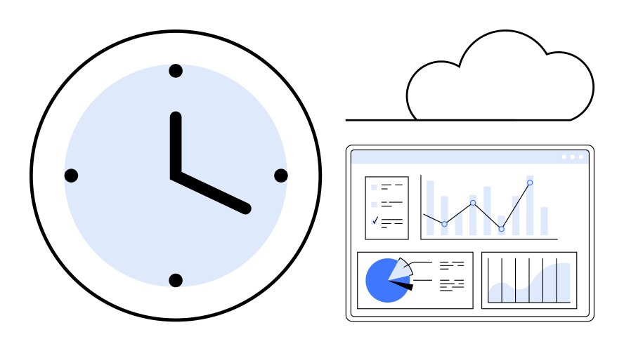 Time management and cloud-based data analysis vector image