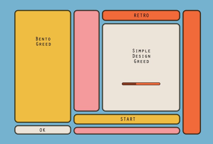 Colorful retro bento ui layout in 90s style vector image