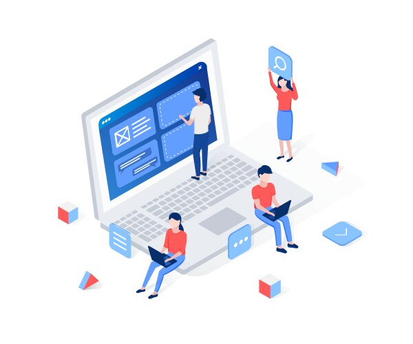 Isometric Web Development App Concept vector image
