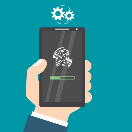 Unlocked with fingerprint button access via vector image