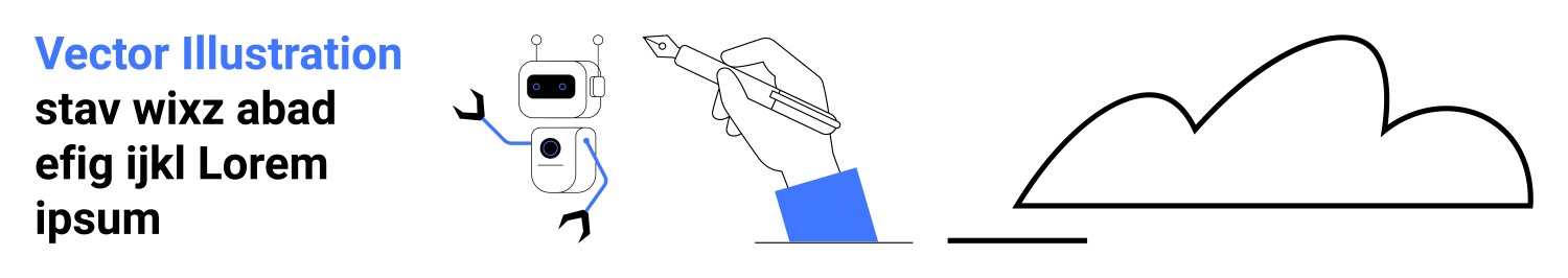 Hand sketching a cloud with floating robot vektorbild