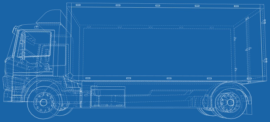 Commercial cargo van isolated wire-frame Vector Image