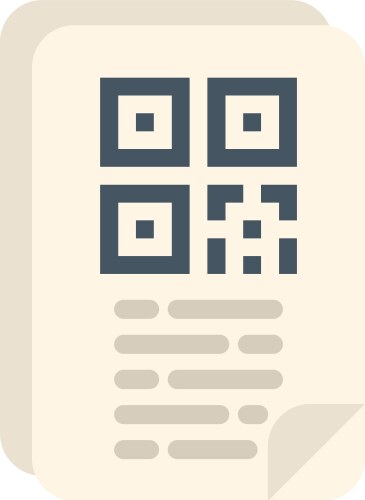 Document with qr code displaying encrypted vector image