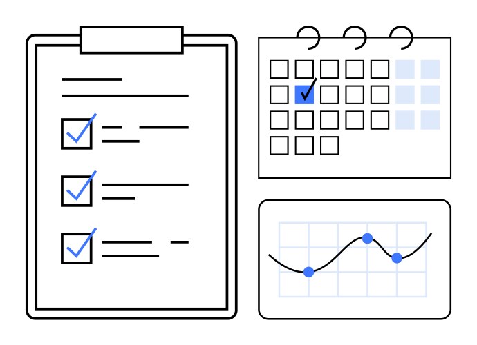 Task checklist monthly calendar and data chart vector image