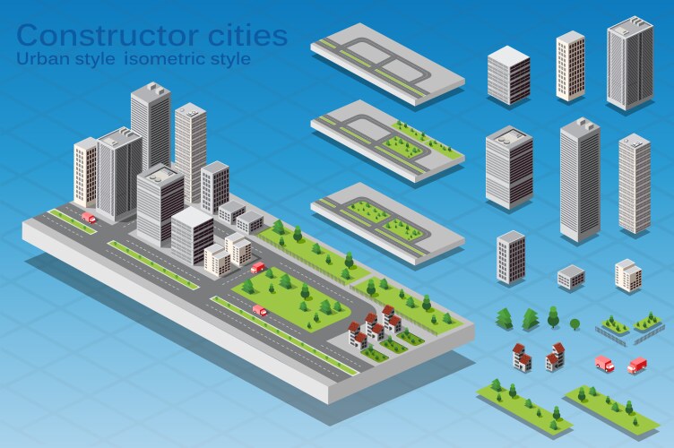 Smart city technology isometric flowchart Vector Image