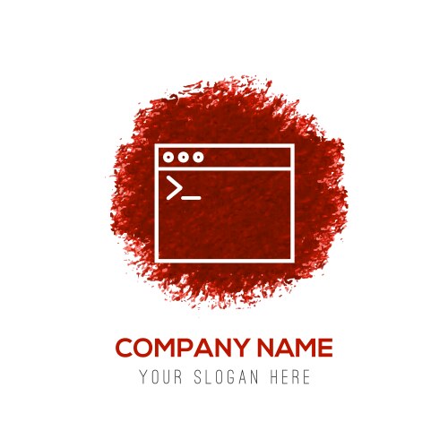 Programming code icon - red watercolor circle vector image