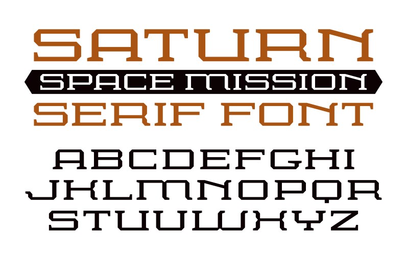 Square serif font in computer style vector image