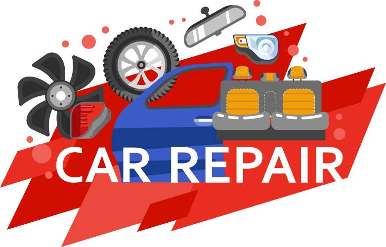 Car repair service center maintenance and fixing vector image