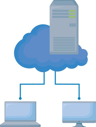 Cloud computing with computers vector image