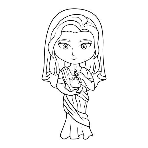 Hestia chibi esport mascot line art Vector Image