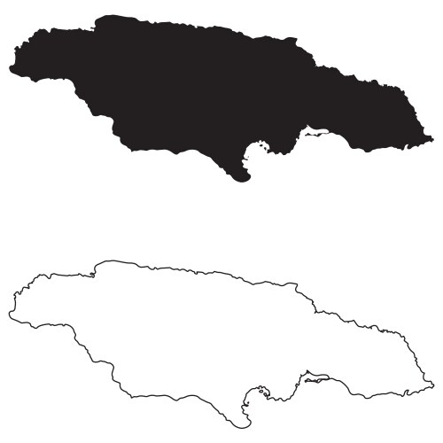 Jamaica country map black silhouette and outline vector image