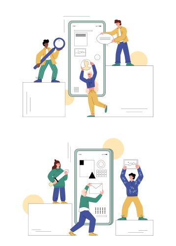 Ui ux designers create interface wireframe flat vector image