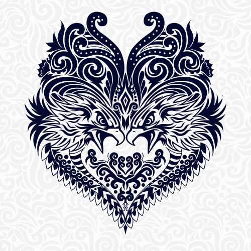 Ethnic Eagle Floral Ornament Vector Image