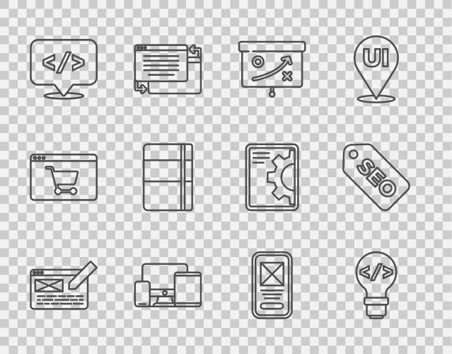 Set line ui or ux design front end development vector image