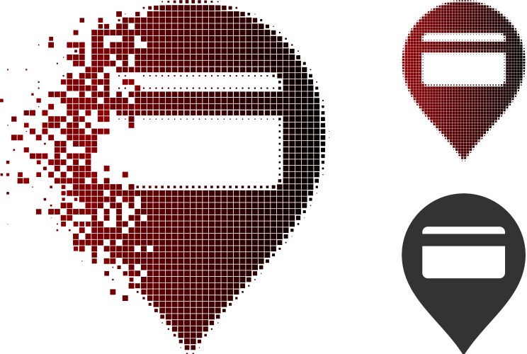 Disintegrating dot halftone credit card pointer vector image