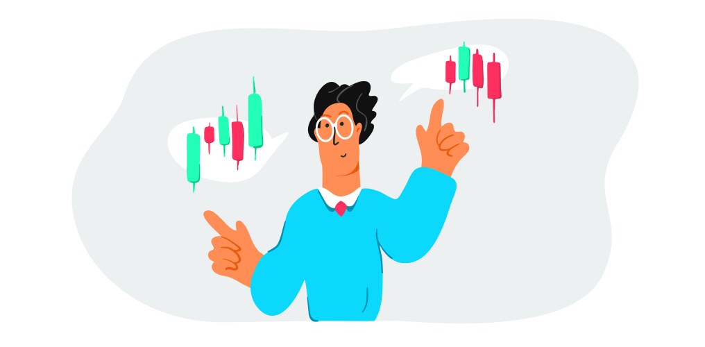 Stock Trader Analyzing Chart vector image