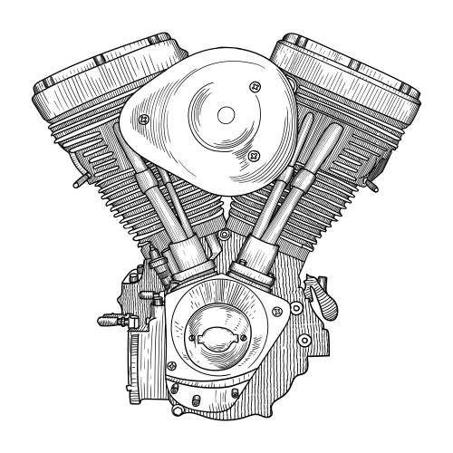 Motorcycle engine sketch Vector Image