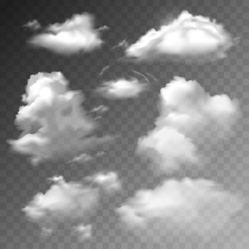 Realistic cloud white clouds fluffy sky fog Vector Image