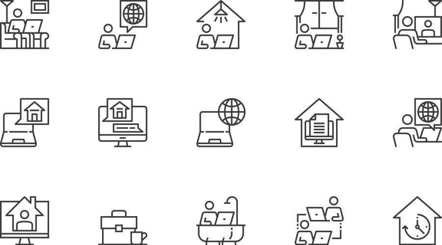 set of line icons vector image