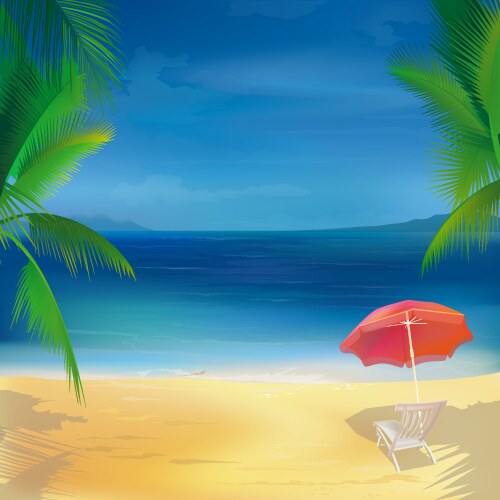 Beautiful sunset view background in the beach Vector Image