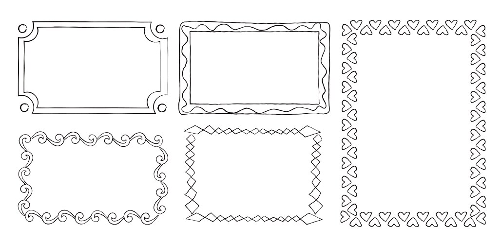 Collection of frames with swirls rectangular shape vector image