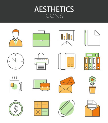 Modern thin line flat design of icons set vector image