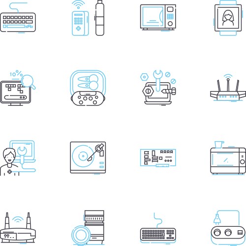 Automated systems linear icons set robotics vector image