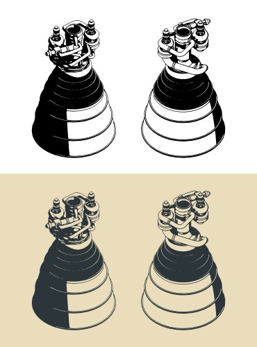 Rocket engine blueprints Royalty Free Vector Image