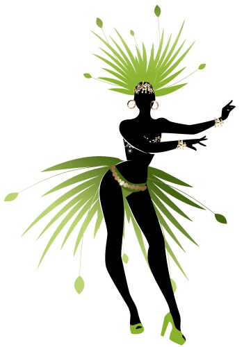 silhouette of girl dressed like a star feathered vector image