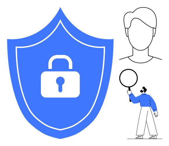 Data security and user privacy concept with shield vector image