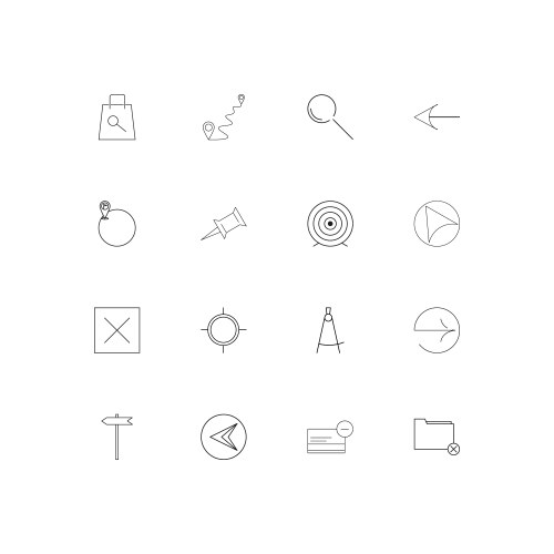Maps and navigation simple linear icons set vector image