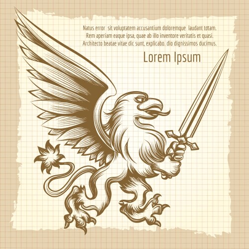 Vintage background with heraldic gryphon Vector Image