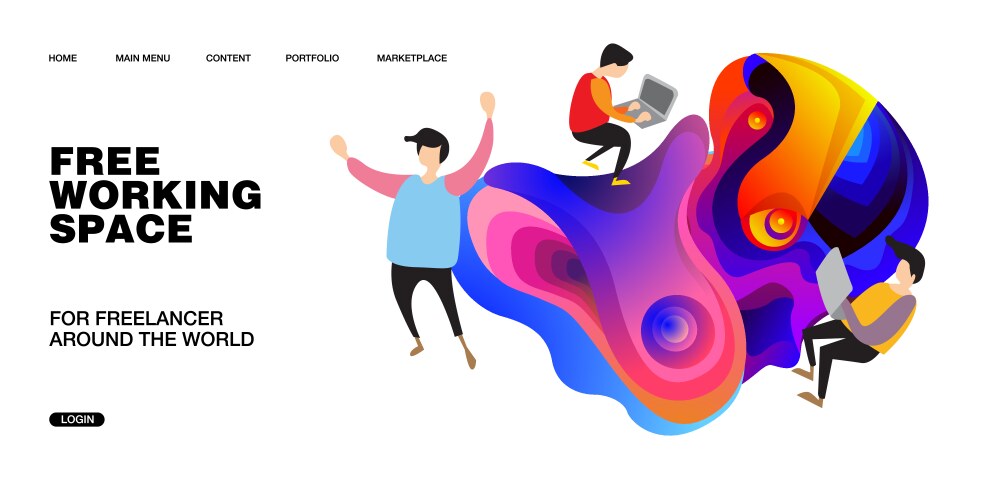 Working space and design for website presentation vector image