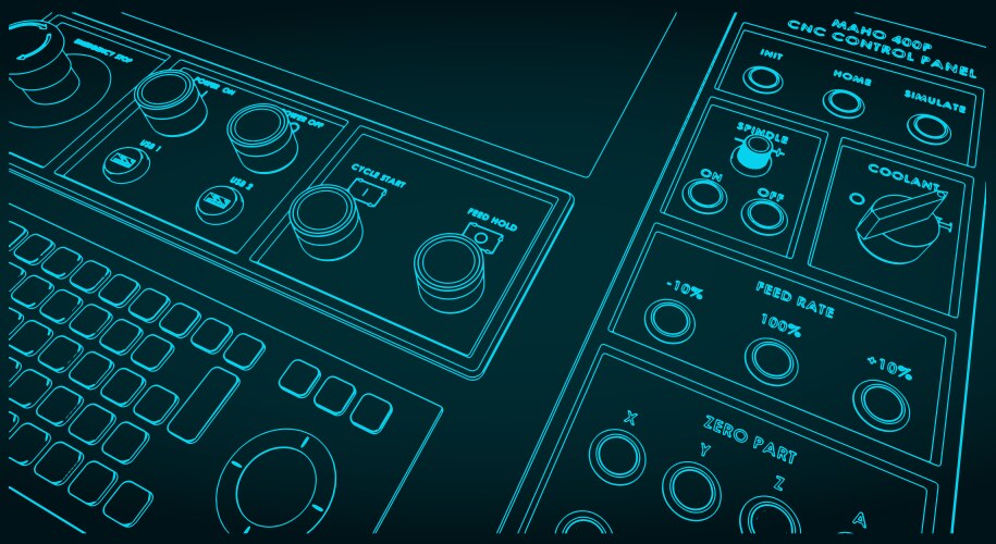 cnc control panel close up vector image