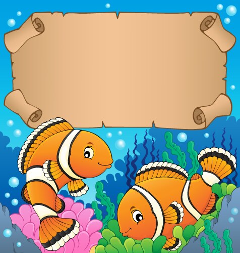 Small parchment with clownfish theme Vector Image