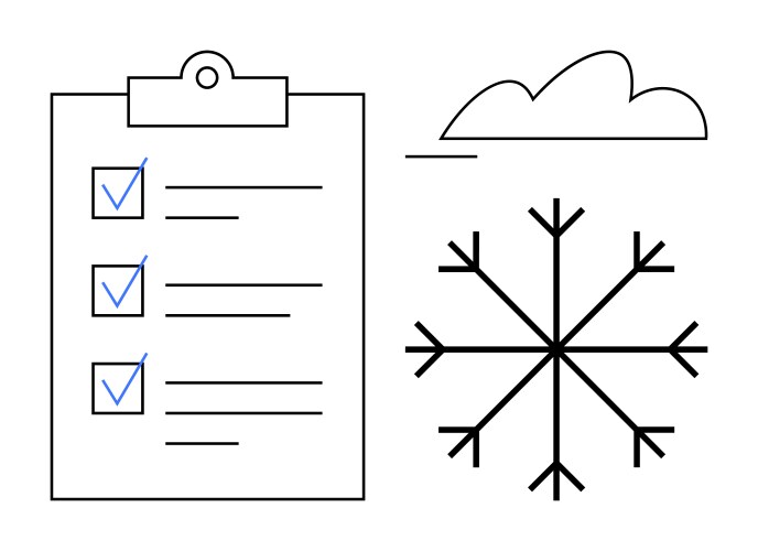Task checklist with snowflake and cloud vector image