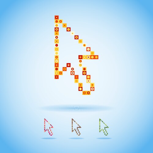 Pixel arrow icon set Royalty Free Vector Image