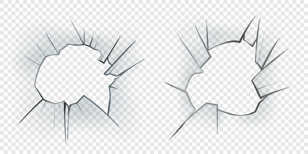 Realistic set of broken glass with a hole Vector Image