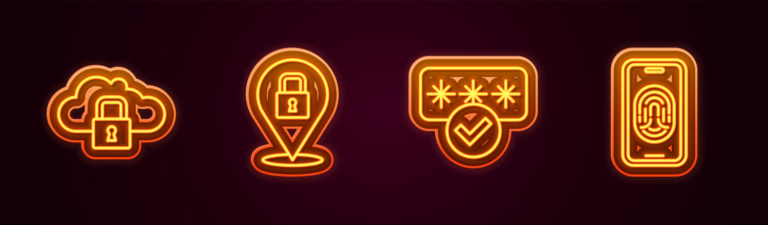 Set line cloud computing lock password vector image