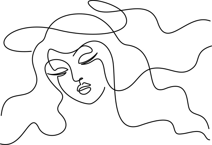 Abstract minimal woman face continuous one line vector image