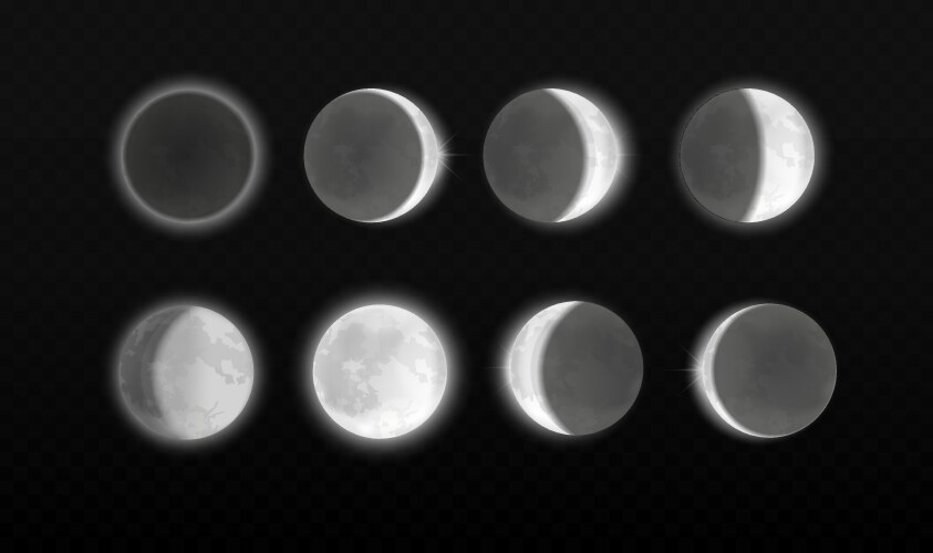 Different phases of solar and lunar eclipse Vector Image