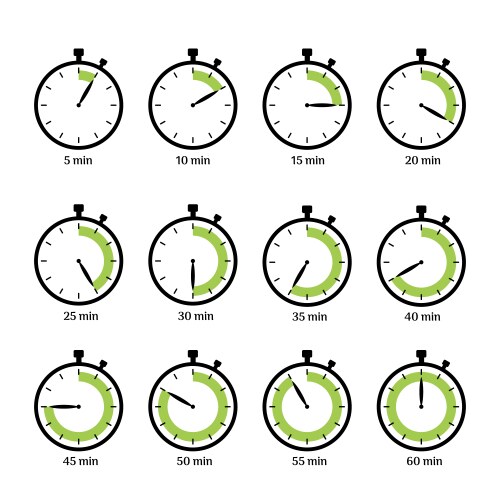 Set simple timers clock count elements vector image