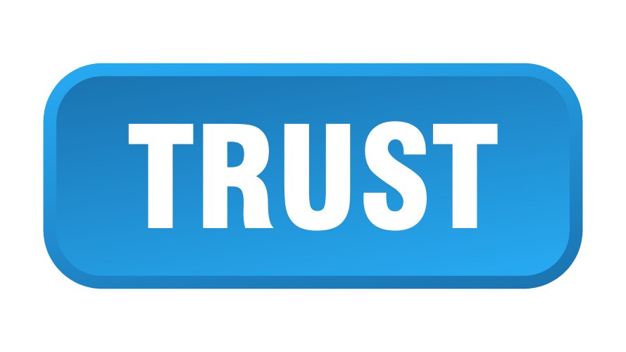 Trust button square 3d push vector image