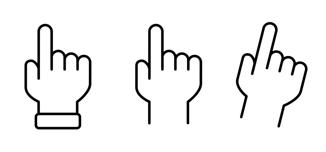 Hand cursor click touch here button pointing vector image