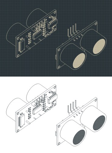 ultrasonic sensor for robotics drawings vector