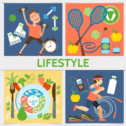 Flat active lifestyle square concept vector image