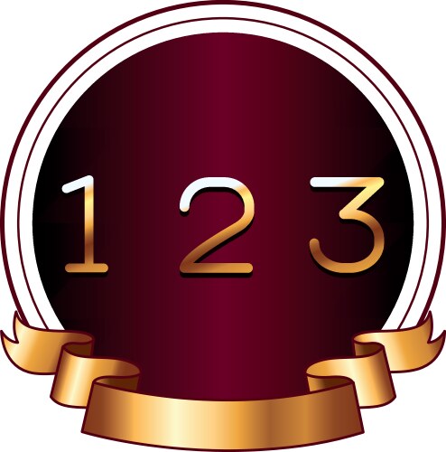 One two and three numbers on round label vector image