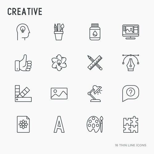Thin Line Icons: Creativity &amp; Concepts Vector Image