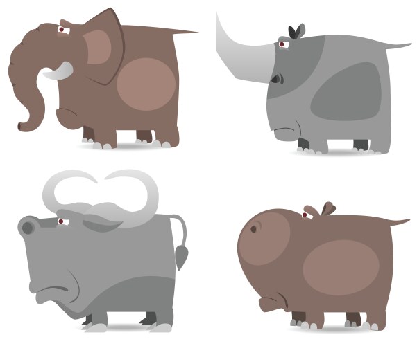 Wild animals in flat style pictures Royalty Free Vector